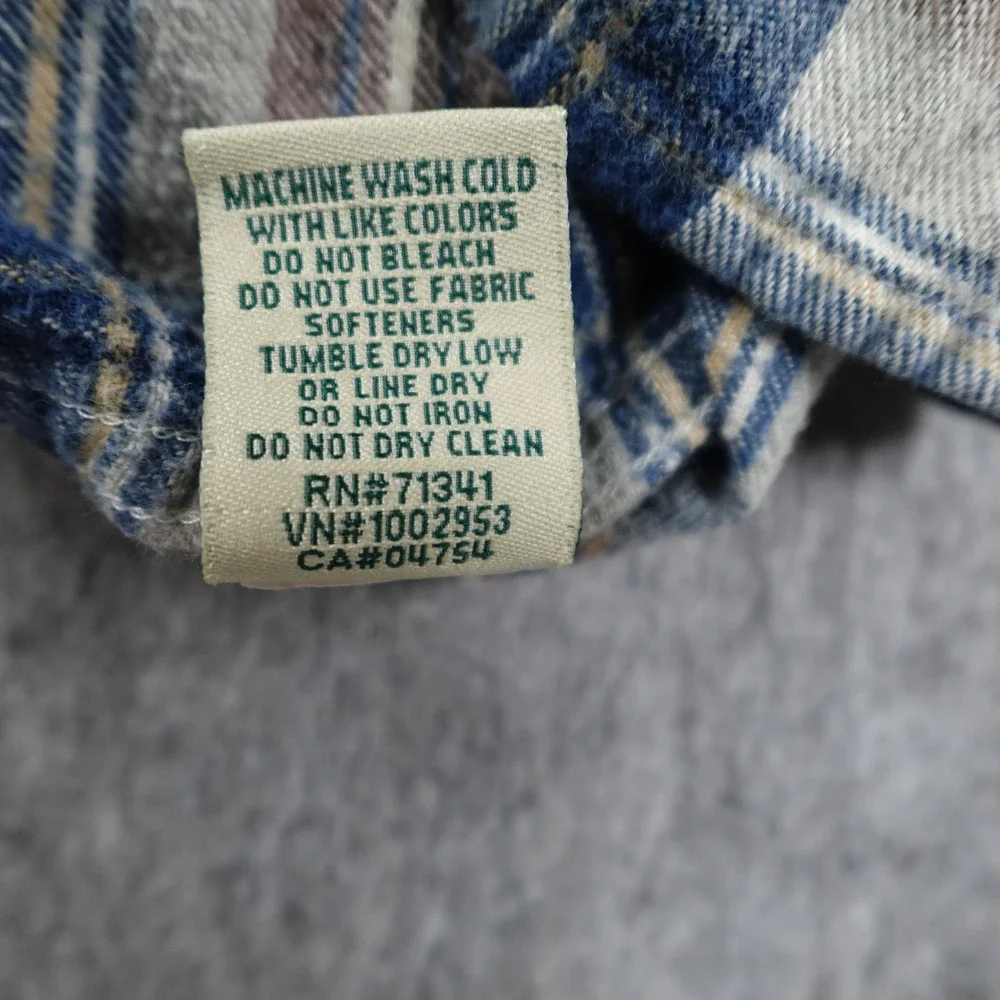 LL Bean Top Womens Large Blue Scotch Plaid Flannel Cotton‎ Long Sleeve Button